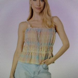 Madewell Gingham top.